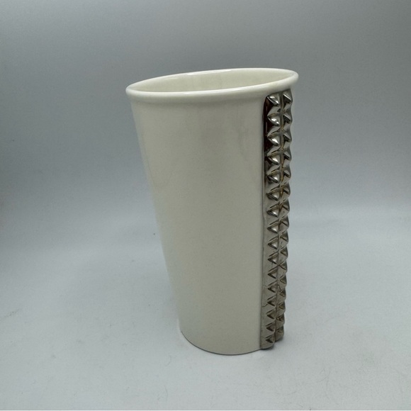 Starbucks Ceramic White Tumbler With Silver Studs 2014 - Picture 3 of 6